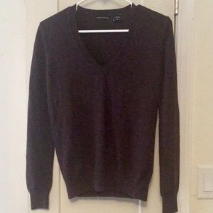 Dark Brown Silk & Cashmere V-neck Sweater